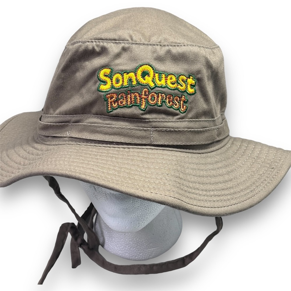 Vintage Top Cap Son Quest‎ Rainforest Safari Bucket Hat Mens Brown OSFA